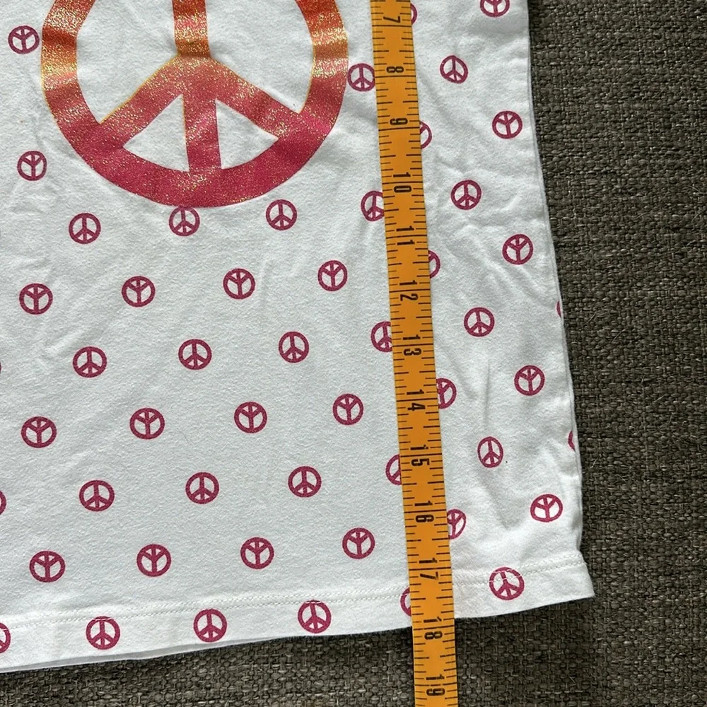 Gap Kids Girls White Pink Orange peace Sign Short Sleeve T-shirt Size 6